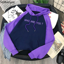 Load image into Gallery viewer, Hoodies Women Hooded 2019 Winter Thicker Plus Velvet Letter Printed Patchwork Leisure Sweatshirts Womens Korean Style Pullovers