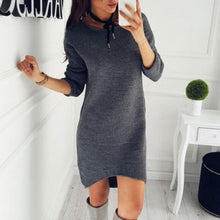 Load image into Gallery viewer, Autumn and winter women knitted sweater dress bottoming shirt sexy casual long-sleeved O-neck loose Turtleneck Dresses New