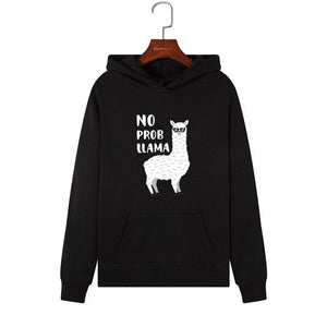 Women Hoodies Sweatshirts Hooded Sweatshirt Funny Animal Llama Print Autumn Winter Pullover Female Hoodie Tops Clothes Outwear