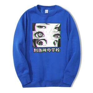 Japan Anime Prison School Eyes Sad Men Sweatshirt Hoodies 2019 Spring Winter Hot Sale Casual Loose Fit Hip Hop Fashoin Pullover