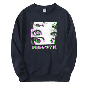 Japan Anime Prison School Eyes Sad Men Sweatshirt Hoodies 2019 Spring Winter Hot Sale Casual Loose Fit Hip Hop Fashoin Pullover