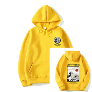 Hoodies Sweatshirts Harajuku Funny Embroidery Cat Wave Printed 2019 Hip Hop Casual Fleece Low Of Nature Hooded Hoody Pullovers