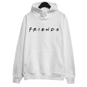 Women Friends Hoodies Harajuku Letters Print Pocket Warm Thicken Pullovers Hip Hop Loose Solid Female Sweatshirts