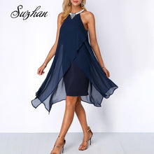 Load image into Gallery viewer, Suzhan 2019 Sexy Women Irregular Dress Halter Neck Sleeveless Solid Summer Dresses Loose Dress